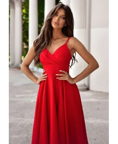 001140. TIFANI CZERWONY długość 7/8 DUET AM Sukienki TIFANI czerwony