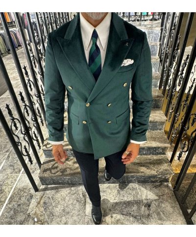 Giacca doppiopetto elegante in velluto verde - Baron - Giacche uomo eleganti, particolari e giovanili - Gogolfun.it