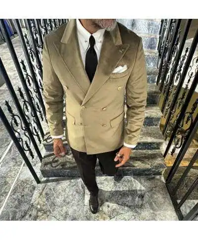 Giacca uomo elegante in velluto beige - Baron