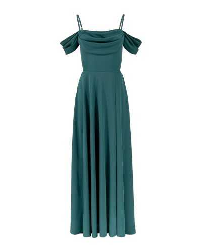 Abito elegante, lungo - Spacco sulla gamba - Spalline cadenti - Verde bottiglia