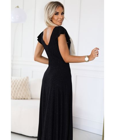 Vestito lungo da cerimonia – Nero luminoso con glitter -  CRYSTAL - gogolfun.it