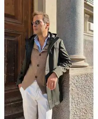 Cardigan uomo cammello con bottoni - KeyJey