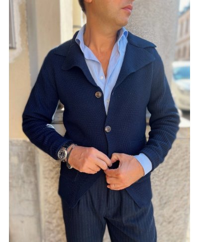 Cardigan uomo blu con bottoni - Kirk - Abbigliamento uomo online - Gogolfun.it