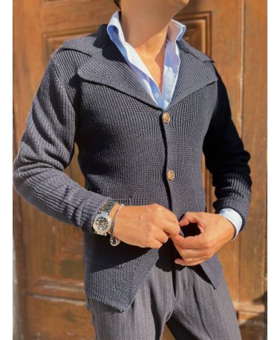 Cardigan uomo blu con bottoni - Kirk - Abbigliamento uomo online - Gogolfun.it