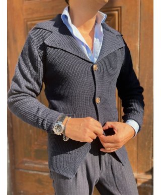 Cardigan uomo blu con bottoni - Kirk - Abbigliamento uomo online - Gogolfun.it