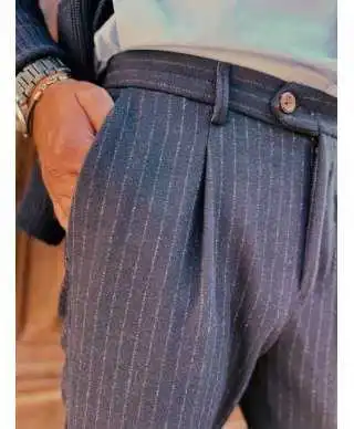 Pantaloni uomo gessato blu - Pantaloni uomo online - Gogolfun.it
