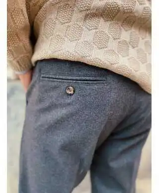 Pantaloni uomo mano lana con coulisse e passanti - Dru