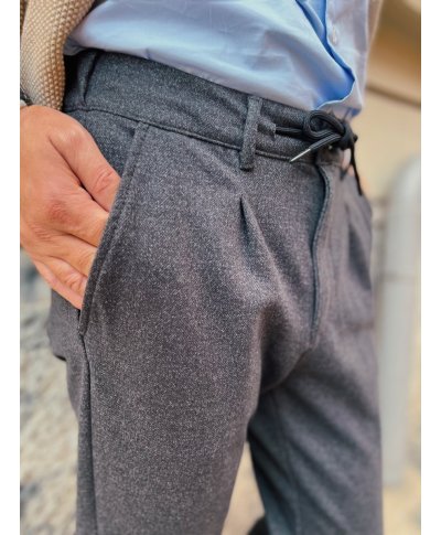 Pantaloni uomo mano lana con coulisse e passanti - Dru - Pantaloni uomo online - Gogolfun.it