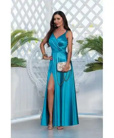 Vestito da cerimonia elegante turchese - Marina - Vestiti da damigelle - Gogolfun.it