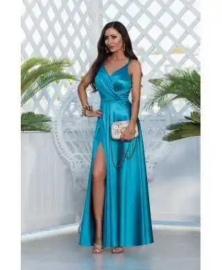 Vestito da cerimonia elegante turchese - Marina - Vestiti da damigelle - Gogolfun.it