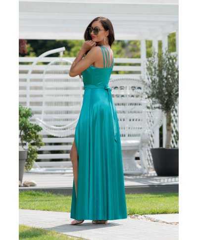 Sukienka maxi MARINA satyna / Turkusowy