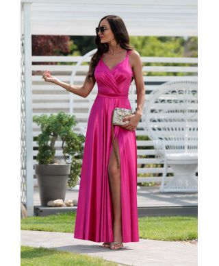 Sukienka maxi MARINA satyna / Amarant