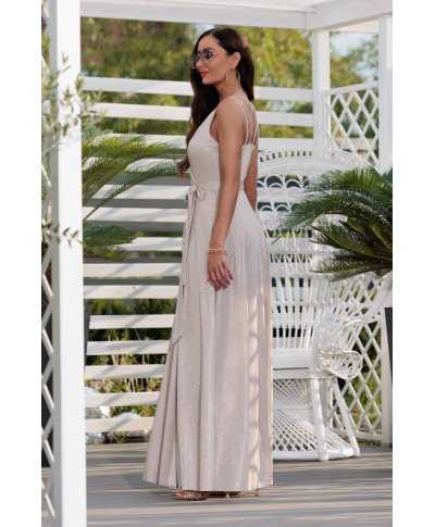 Vestito elegante da cerimonia champagne - Marina - Vestiti eleganti da damigelle - Gogolfun.it