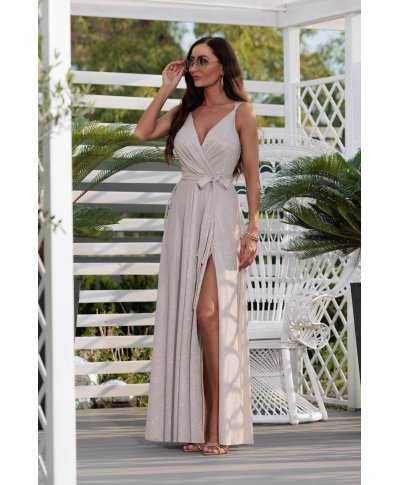 Vestito elegante da cerimonia champagne - Marina - Vestiti eleganti da damigelle - Gogolfun.it