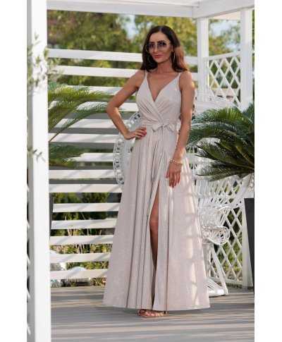 Vestito elegante da cerimonia champagne - Marina - Vestiti eleganti da damigelle - Gogolfun.it