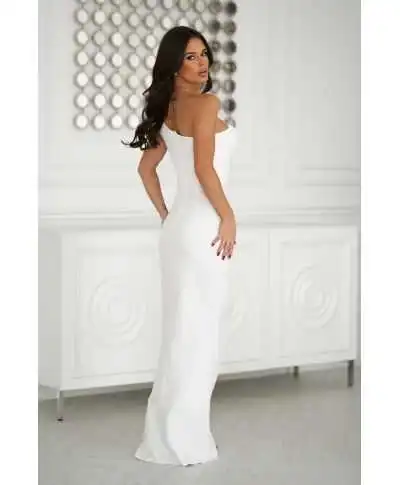 Vestito lungo elegante bianco - Monospalla - Bride - Vestiti matrimonio al comune - Gogolfun.it