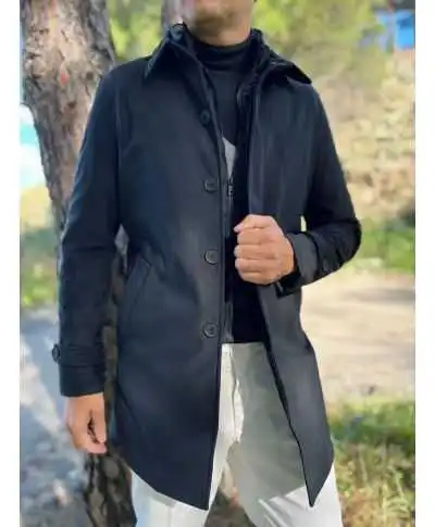 Trench uomo nero imbottito - Pettorina staccabile - Trench uomo online - Gogolfun.it