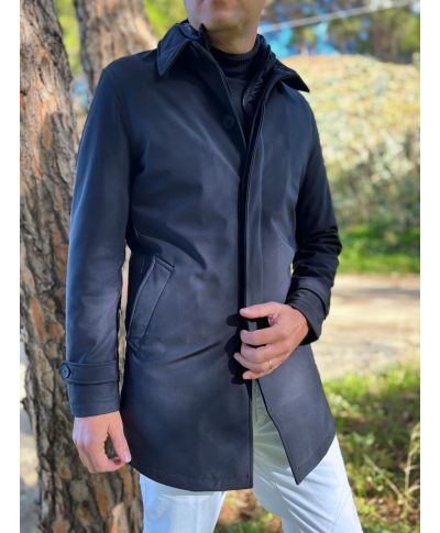 Trench uomo blu imbottito - Pettorina staccabile - Trench uomo online - Gogolfun.it