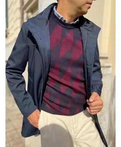 Maglione a rombi blu e bordeaux - Key Jey - Maglioni uomo online - Gogolfun.it
