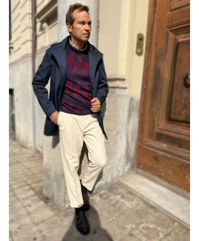 Maglione a rombi blu e bordeaux - Key Jey - Maglioni uomo online - Gogolfun.it