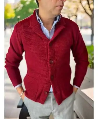 Cardigan uomo con bottoni bordeaux - Many - Cardiag e maglioni uomo online - Gogolfun.it