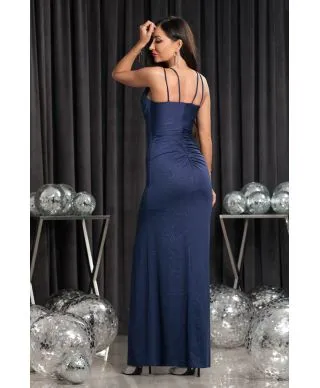 Sukienka maxi EDITH brokat / Granatowy