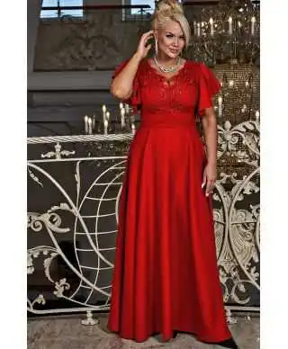 Vestito da cerimonia rosso con manichetta - Laura - Cerimonia donna on line - Gogolfun.it