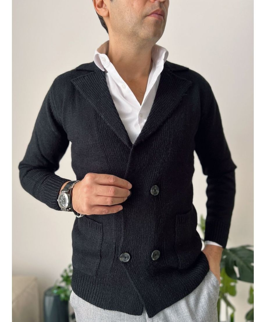 Cardigan uomo doppiopetto - Nero - Maglioni uomo online - Regali - Gogolfun.it