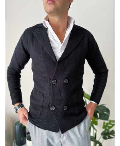 Cardigan uomo doppiopetto - Nero - Maglioni uomo online - Regali - Gogolfun.it