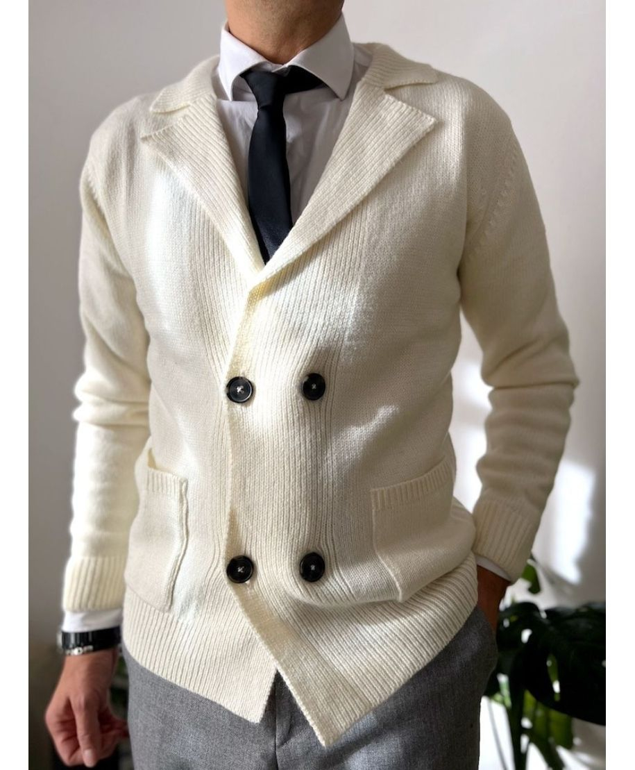 Cardigan Uomo Bianco Doppiopetto - Maglieria uomo online - Abbigliamento uomo gogolfun.it