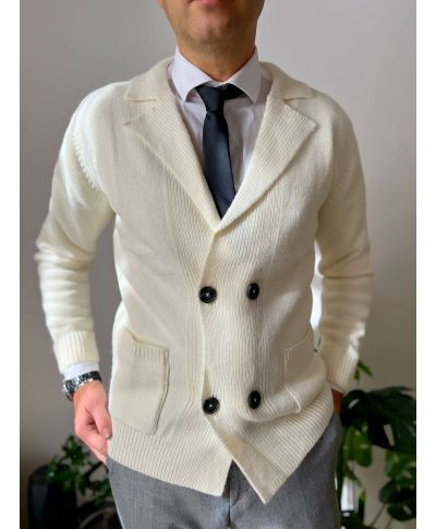 Cardigan Uomo Bianco Doppiopetto - Maglieria uomo online - Abbigliamento uomo gogolfun.it