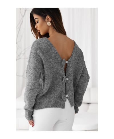 Maglione donna grigio con fiochi sulla schiena - Maglioni particolari - Regali - Gogolfun.it