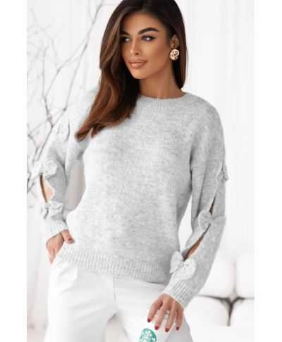 Maglione Grigio perla Donna con Fiocchi - Bow bis