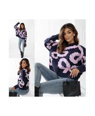 Maglione Blu con Dettagli Floreali Rosa - Rosa - Maglioni donna online - Gogolfun.it