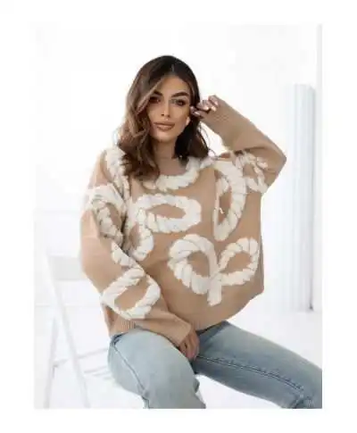 Maglione Beige con Dettagli Floreali Panna - Rosa - Maglioni online - Gogolfun.it
