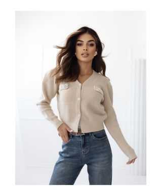 Cardigan Beige Elegante Donna - MIMI - Maglieria donna online - Gogolfun.it