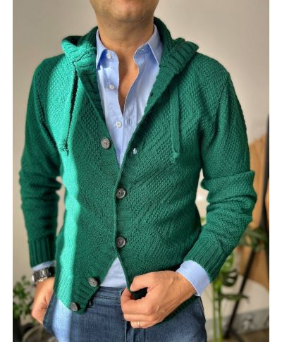 Cardigan uomo verde con cappuccio - Cris - Maglioni uomo online - Gogolfun.it