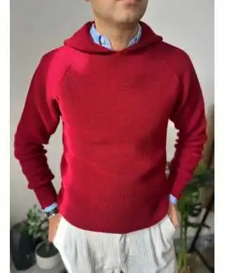 Maglione Uomo Bordeaux con cappuccio - Hide