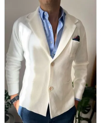Cardigan Uomo Panna con Bottoni - Luke