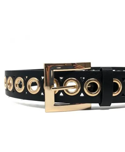 Cintura donna - Nero - Borchie oro