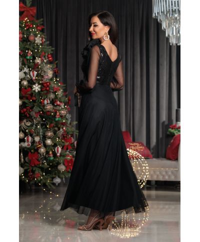 Vestito da cerimonia con manichetta - Stella nero - Vestiti da cerimonia online - Gogolfun.it