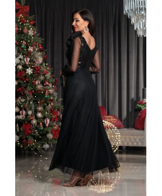 Vestito da cerimonia con manichetta - Stella nero - Vestiti da cerimonia online - Gogolfun.it