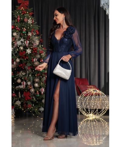 Vestito da cerimonia donna con maniche lunghe - Stella - Vestiti da cerimonia donna online - Gogolfun.it