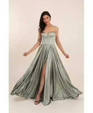 Vestito da cerimonia verde salvia - Vestiti da damigelle online - Gogolfun.it