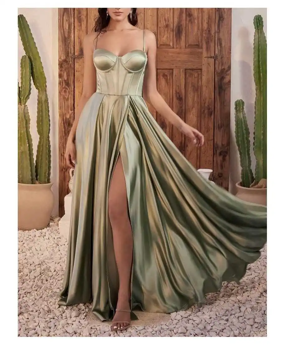 Vestito da cerimonia verde salvia - Vestiti da damigelle online - Gogolfun.it