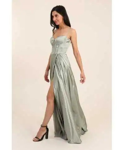 Vestito da cerimonia verde salvia - Vestiti da damigelle online - Gogolfun.it
