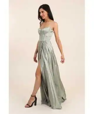 Vestito da cerimonia verde salvia - Vestiti da damigelle online - Gogolfun.it