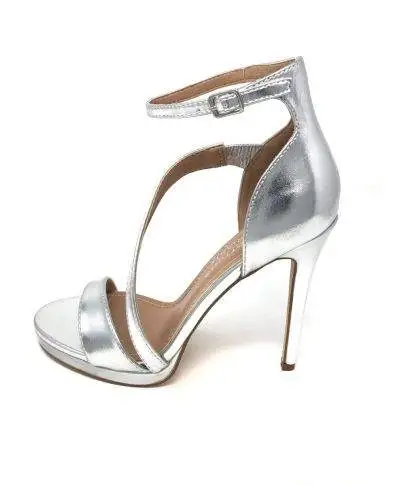 Sandali donna - Eleganti - Argento - Tacco alto