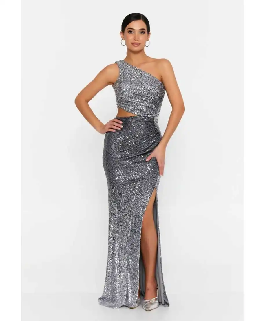 Vestito a sirena mono spalla in paillettes -Vestiti eleganti da cerimonia donna - Gogolfun.it