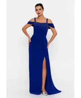 Abito da cerimonia a sirena, blu - Abiti da cerimonia online - Gogolfun.it